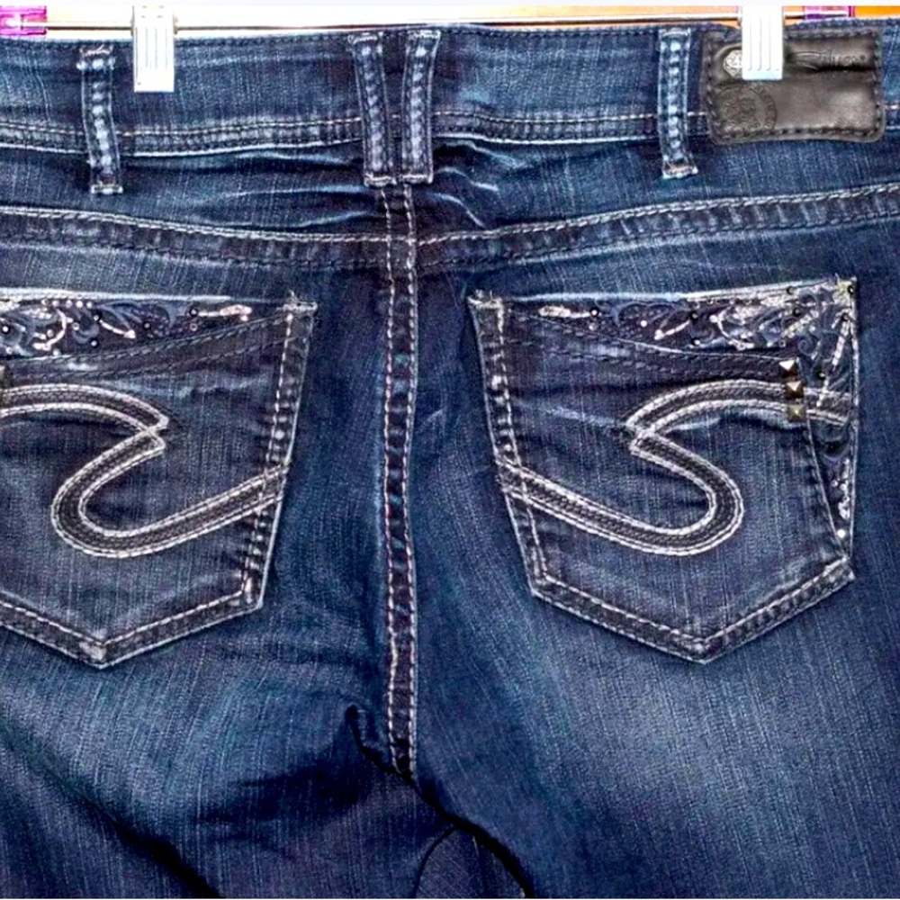 SILVER SUKI 17" WOMENS BLUE JEANS sz14 33 LONG
